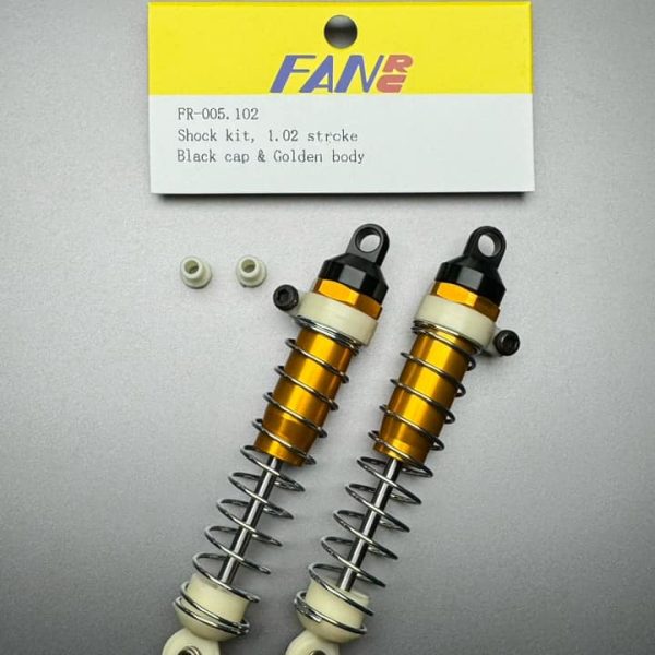 FR-005.102 Fan RC Shock Kit 1.02" Stroke Gold w/ Black Cap fits RC10