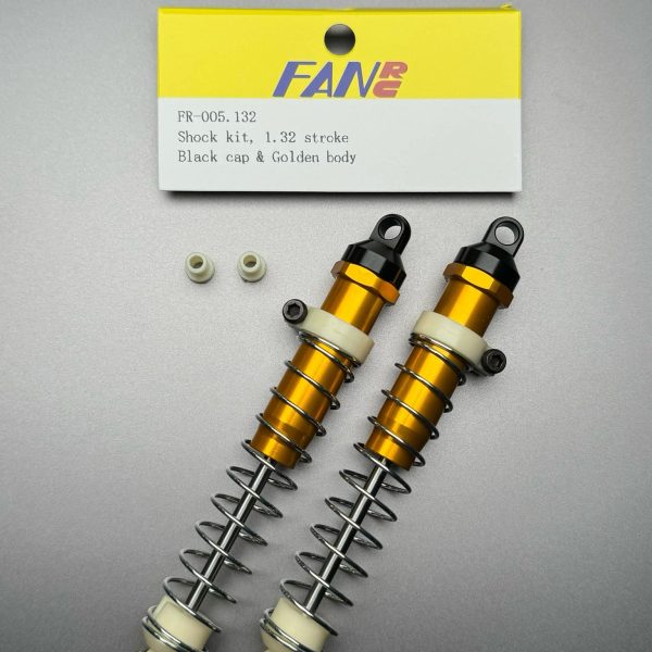 FR-005.132 Fan RC Shock Kit 1.32" Stroke Gold w/ Black Cap fits RC10