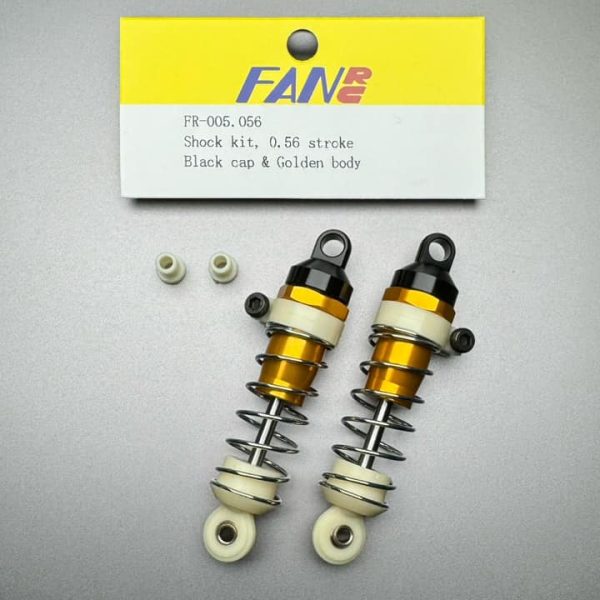 FR-005.056 Fan RC Shock Kit 0.56" Stroke Gold w/ Black Cap fits RC10