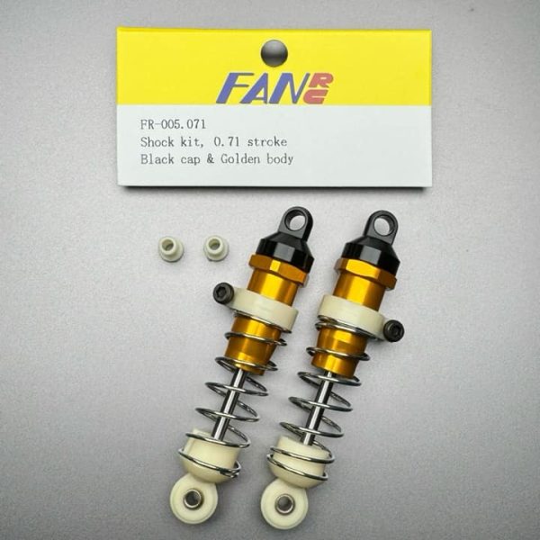 FR-005.071 Fan RC Shock Kit 0.71" Stroke Gold w/ Black Cap fits RC10